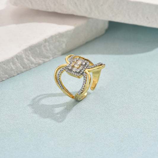 Ins Niche Exaggerated Waterdrop Zircon Ring Fashion Copper Alloy Band