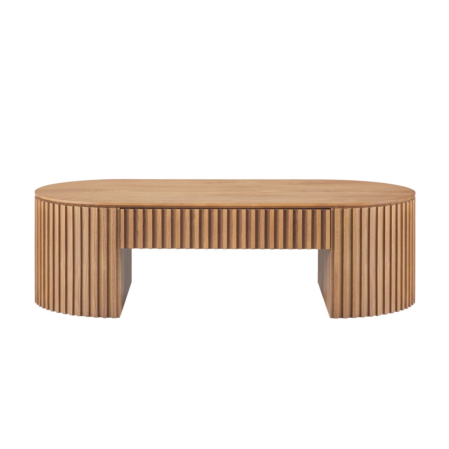 51.18   Oval Wood Coffee Table With Drawer  Mid Century Modern Coffee Table Unique Coffee Table For Living Room Furniture, Tea Table OAK