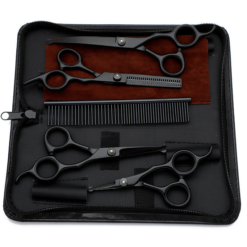 Pet Scissors, Stainless Steel, Black, Round Tips