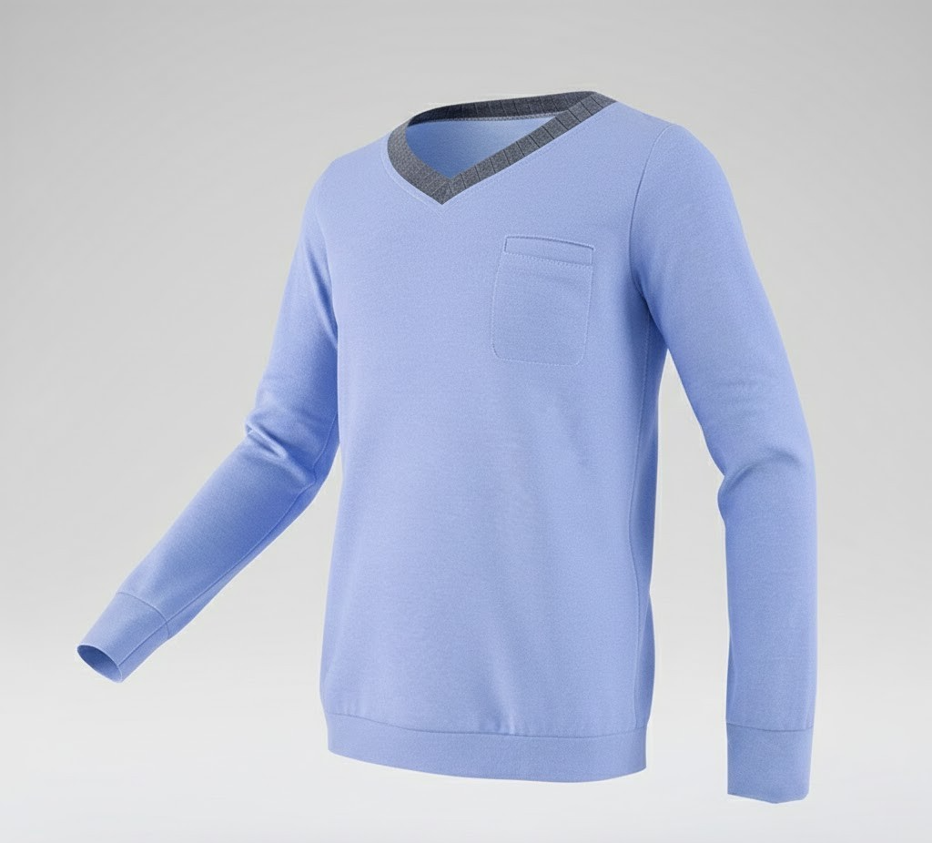 Boys V Neck Long Sleeve Top Lightweight Spring Summer Casual Smart T Shirt 3-10Y