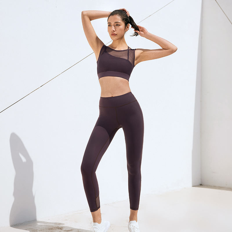 New European And American Sports Bra Fitness Yoga Pants Splicing Set