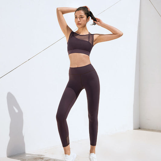 New European And American Sports Bra Fitness Yoga Pants Splicing Set