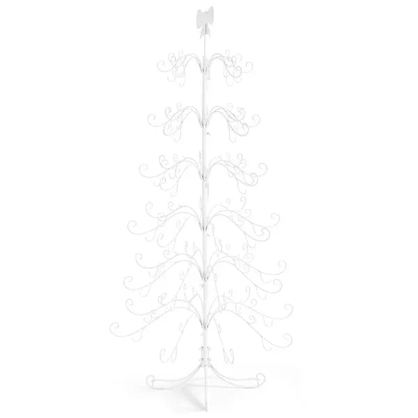 6ft White PVC Metal Artificial Christmas Tree With Bow Topper, No Extra Ornaments, Daily Decor Tree