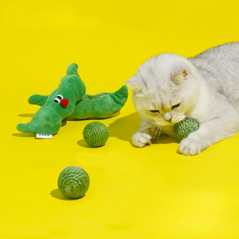 Cat Balls Cat Hide And Seek Toys Kitten Teasing Stick Self-Help Relief Sisal Balls Cat Teething Pea Toy Balls Supplies