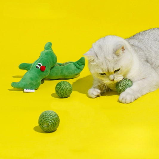 Cat Balls Cat Hide And Seek Toys Kitten Teasing Stick Self-Help Relief Sisal Balls Cat Teething Pea Toy Balls Supplies