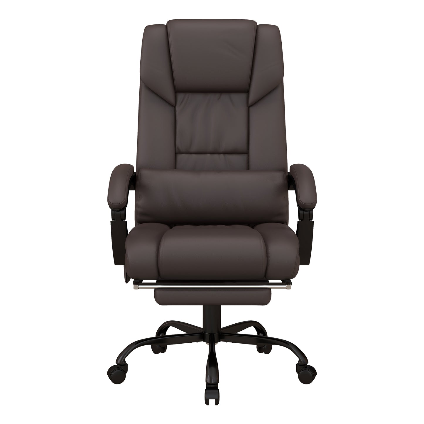 Vinsetto 6-Point Massage Office Chair, PU Leather Desk Chair With Adjustable Height And Footrest For Home Office, Brown
