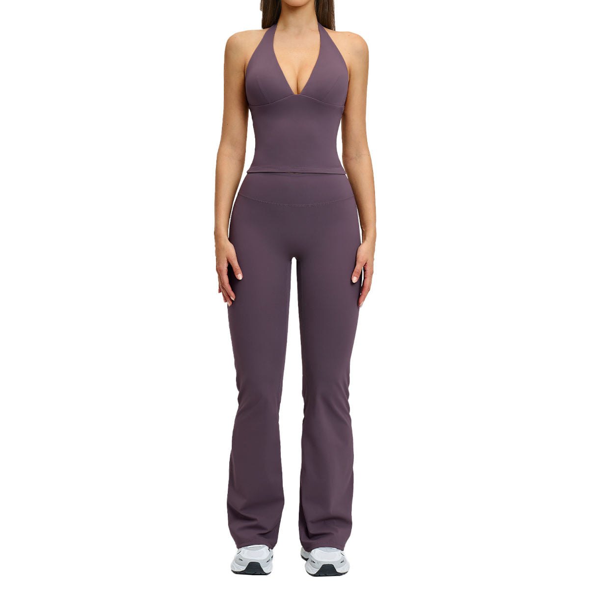 Sports Neck-Hanging Beautiful-Back Brushed Flared Yoga Set
