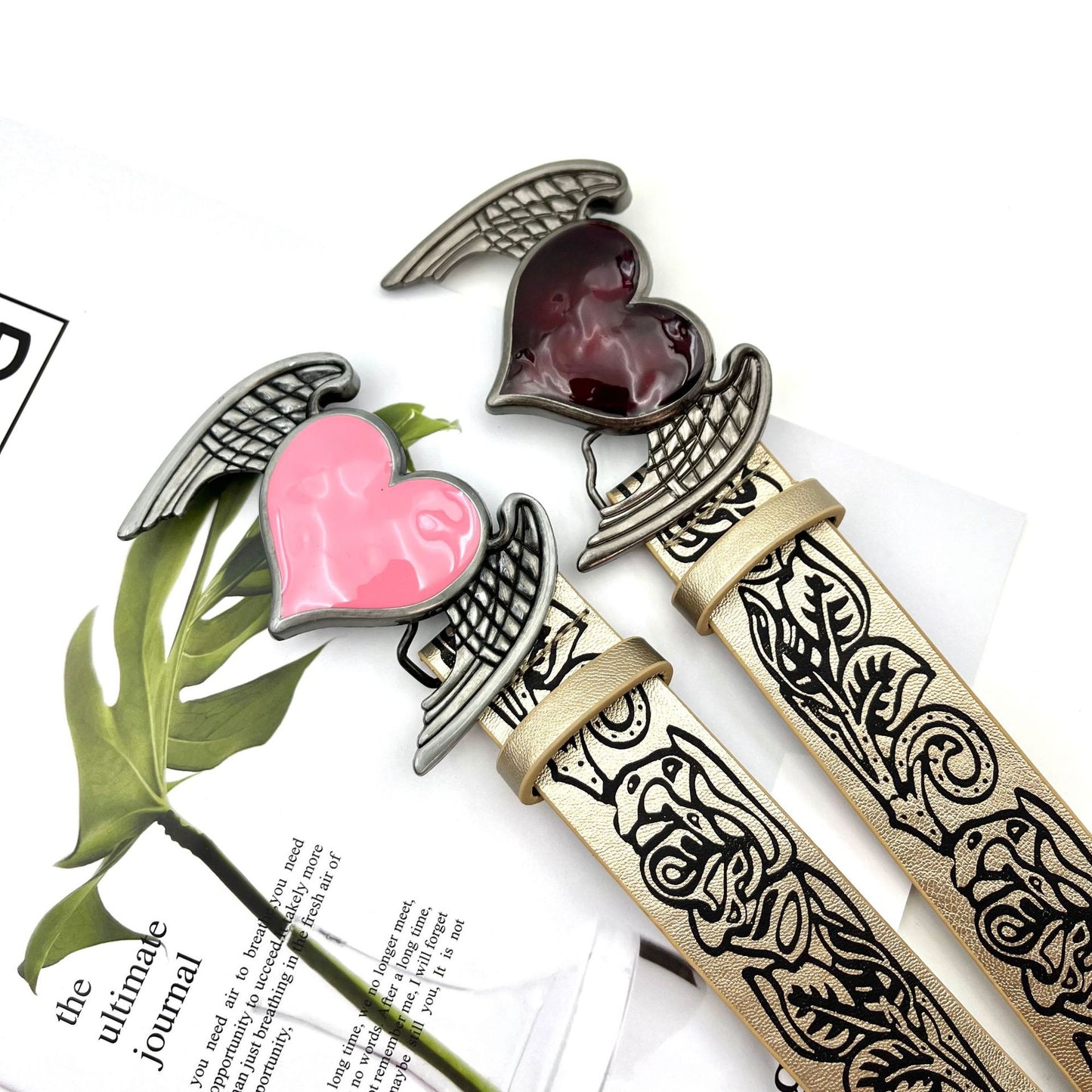 New Vintage Embossed Heart Belt For Women
