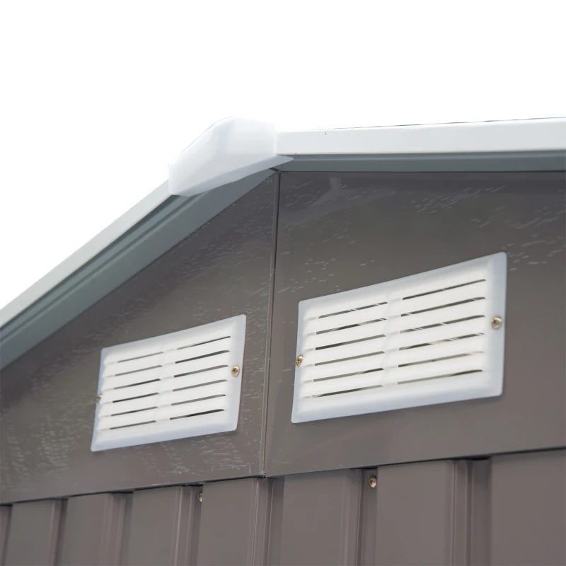 7' X 4' Outdoor Storage Shed, Garden Tool Metal Shed With Foundation Kit, Double Lockable Door, Air Vents And Sloping Roof, For Backyard, Patio, Lawn, Gray Multiple Packages