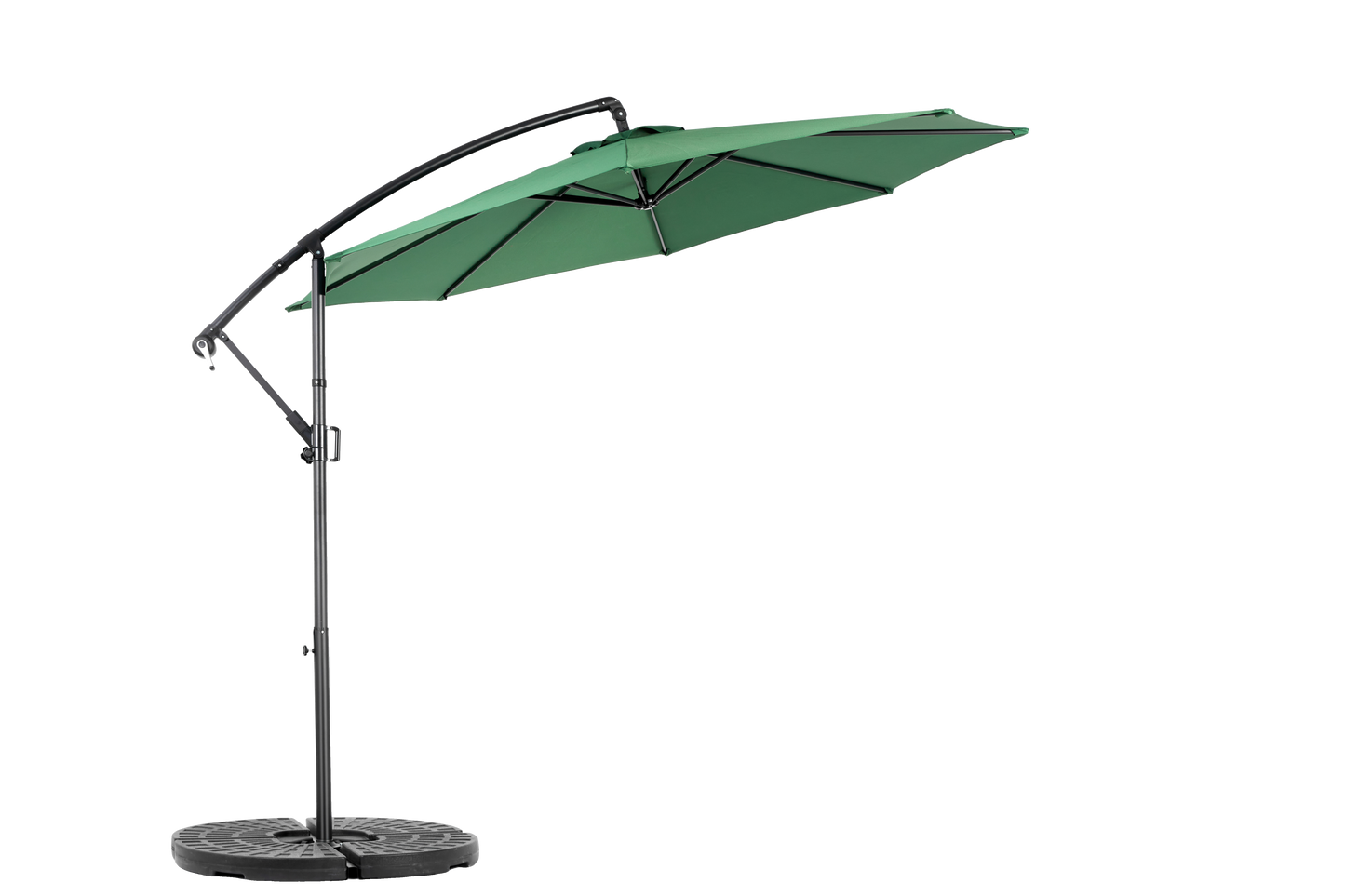 Best Choice Products 10ft Offset Hanging Market Patio Umbrella W-Easy Tilt Adjustment, Polyester Shade, 8 Ribs For Backyard, Poolside -  Dark Green  No Base