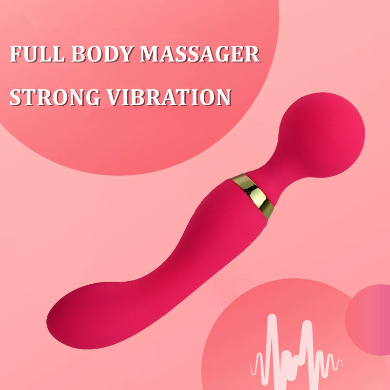 Multi-Speeds-Silicone-Double-Head-Full-Body-Massager-Vibrator-Mute Rechargeable