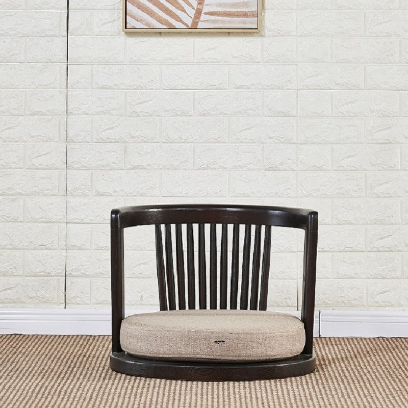 Solid Wood Tatami Seating Chair - Japanese Style Round Back Legless Backrest Chair for Tea Room Bedroom Bay Window