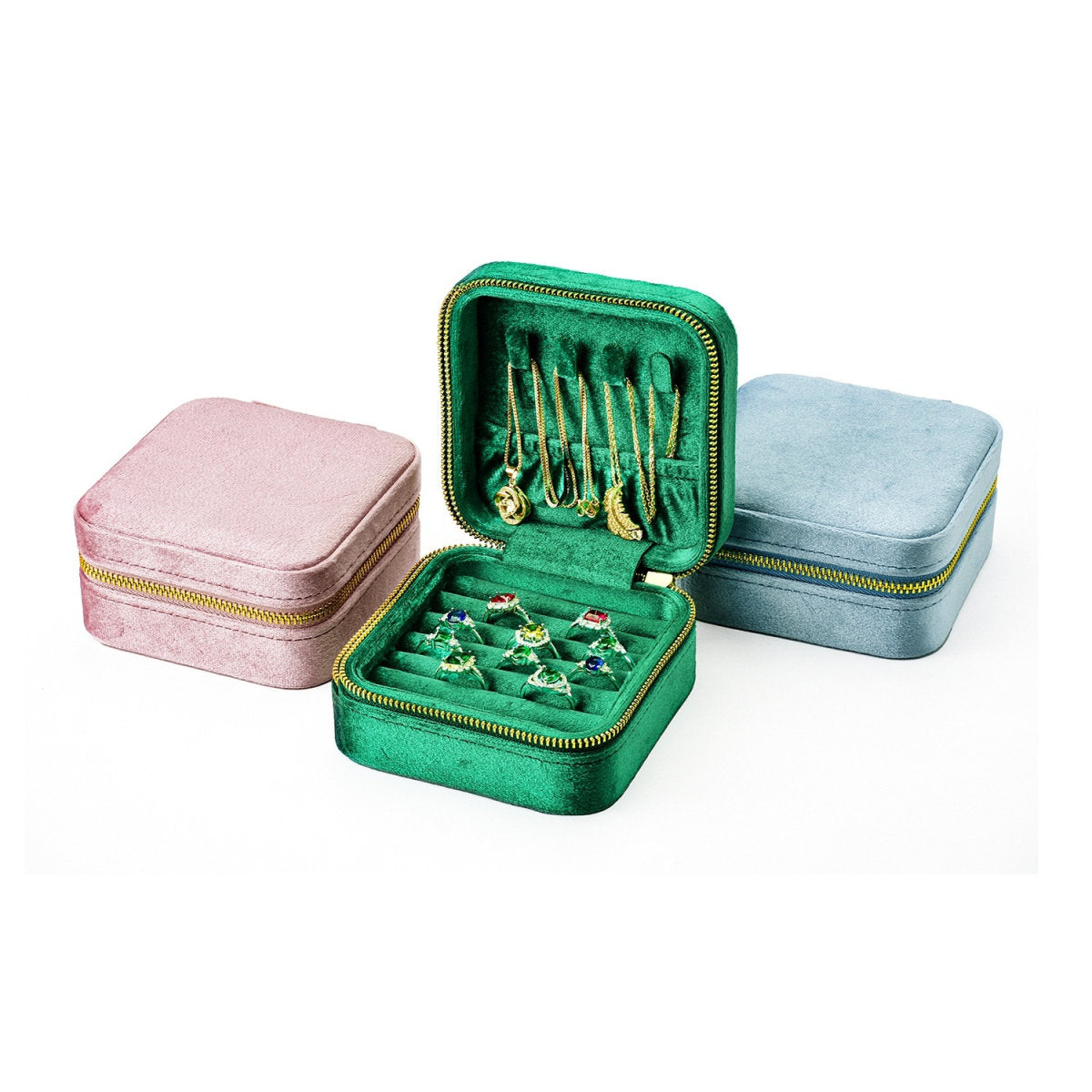Portable Velvet Premium Ring And Necklace Storage Box