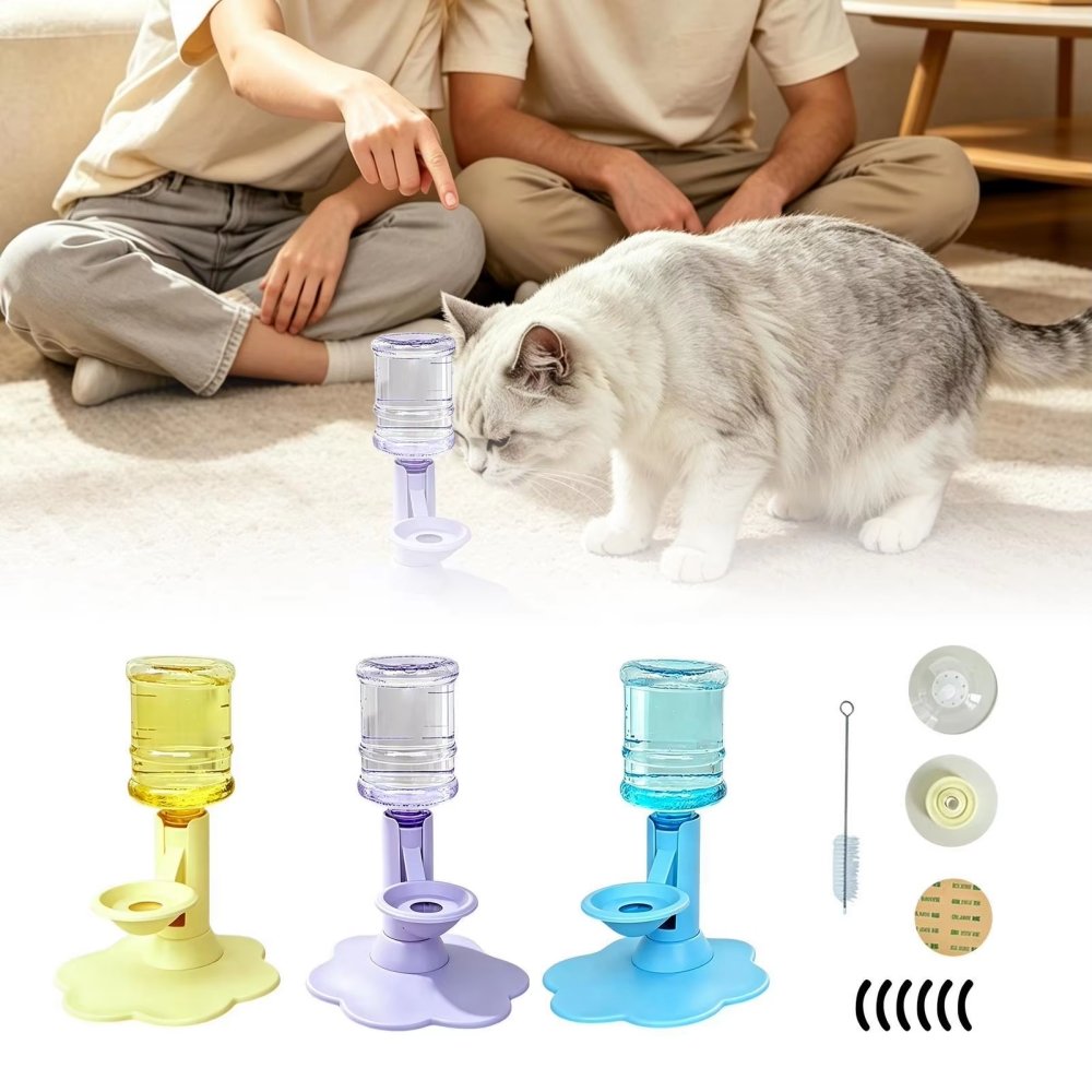 Gravity Based Pet Water Drinking Machine Stable Wide Base Leak Proof For Multi Cat Family Short Distance Travel