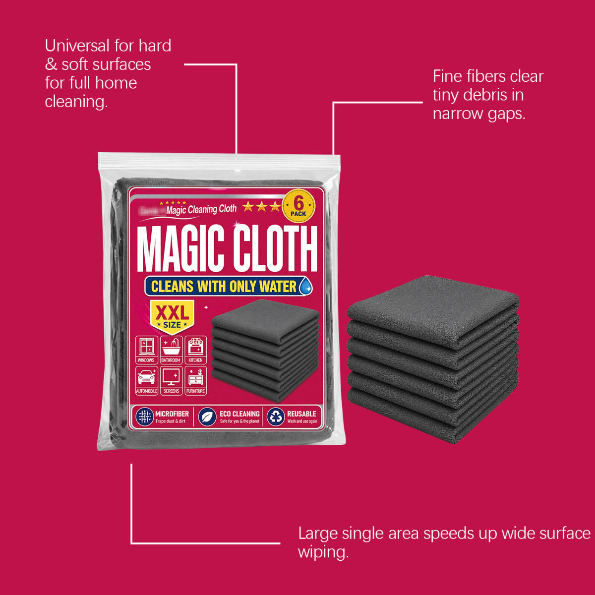 Cleaning Cloth, Absorbent, Lint-free, Microfiber, Multi-purpose Cleaning Cloth For Kitchen, Housework, Glass Cleaning, Car Cleaning, And Household Chores.