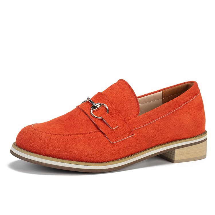 Womens Korean-style Round-toe Low-heeled Casual Slip-on Shoes
