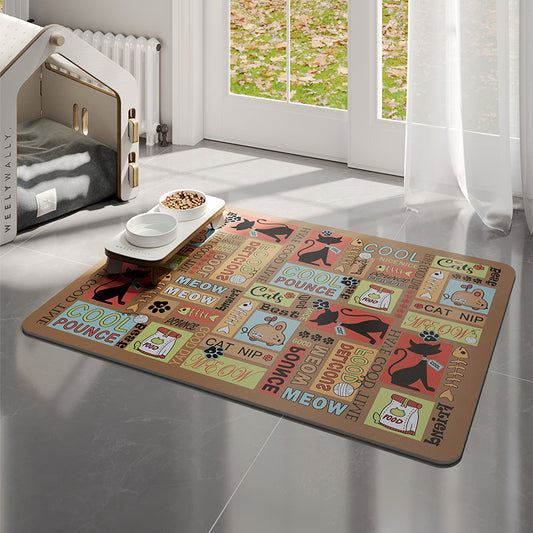 Pet Floor Mat Waterproof Leather Fence Rug  Dog And Cat Feeding Mat
