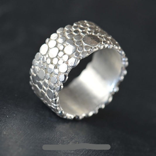 Japanese And Korean-style Trendy Vintage Faux-silver Ring