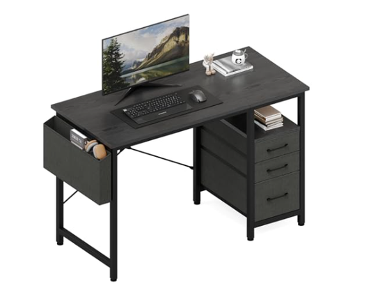 A 40-inch Computer Desk With Three Drawers And A Side Storage Bag, Suitable For Home Offices--black