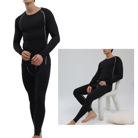 Men Thermal Underwear Set Slim Fit Base Layer Underwear Top Bottoms Suit For Home Outdoor Activities M