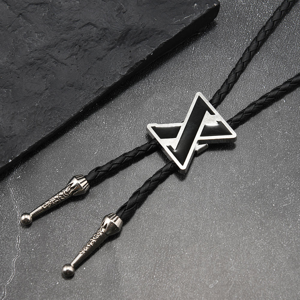 Black Fork Shape Alloy Accessories Leather Vintage Weave Necklace