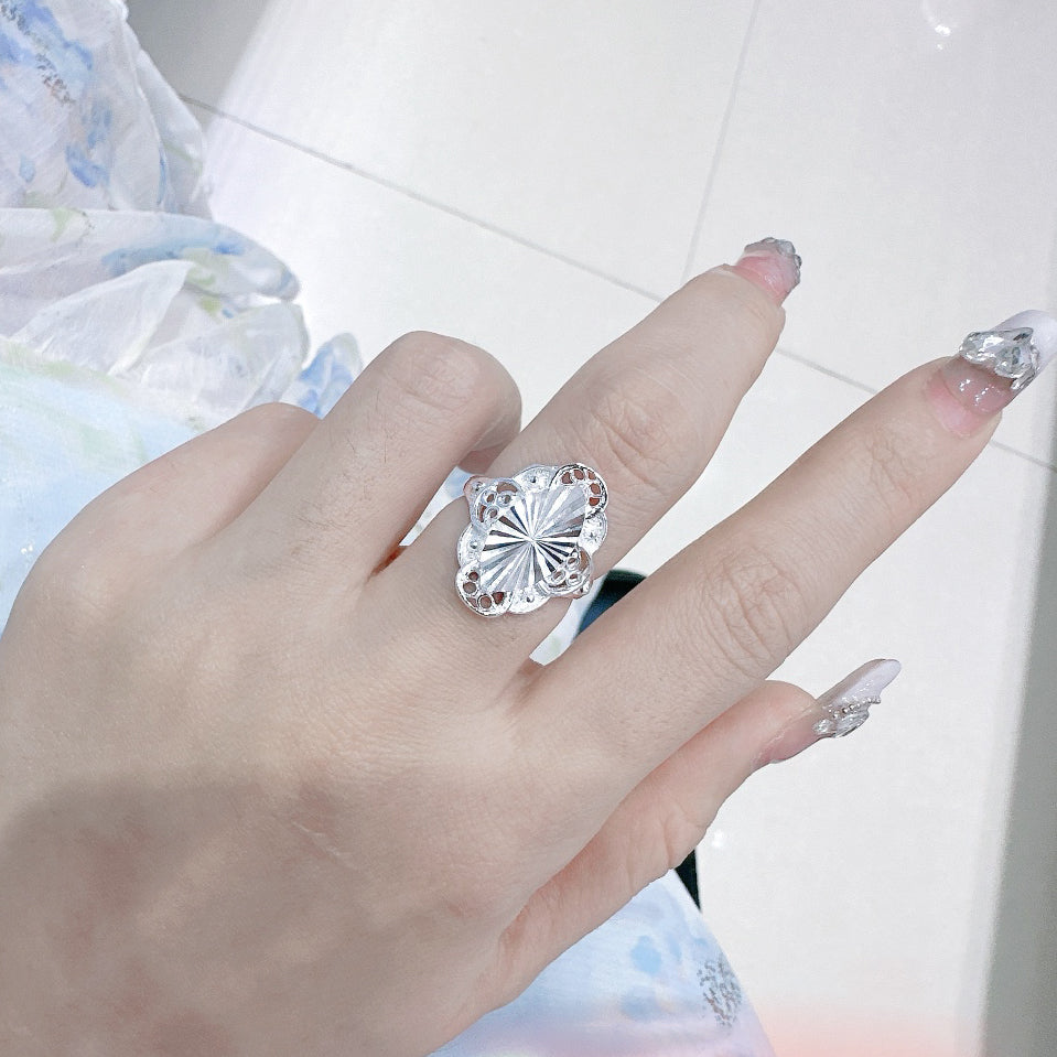 1pc 999 Sterling Silver Assorted Openwork Carved Open Ring, Retro & Elegant Style, Perfect For Daily, Dating & Gifting, Ideal Valentine's Gift