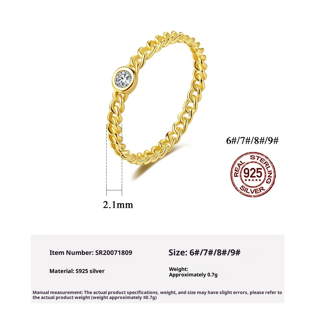 Twist Gold Ring 925 Silver Ring Gold Korean Style Light Luxury