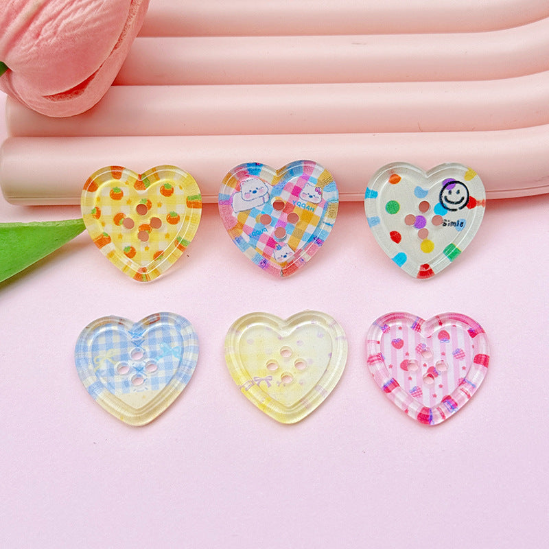 Four-hole Heart Button DIY Accessories