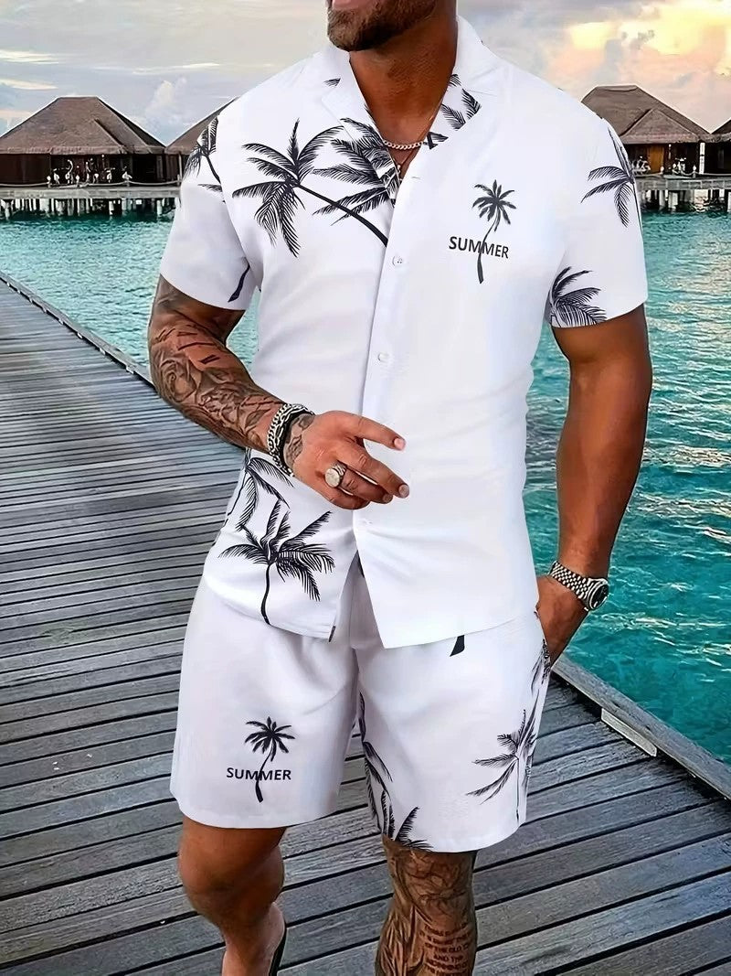 New Solid-color Mens Shirt Set