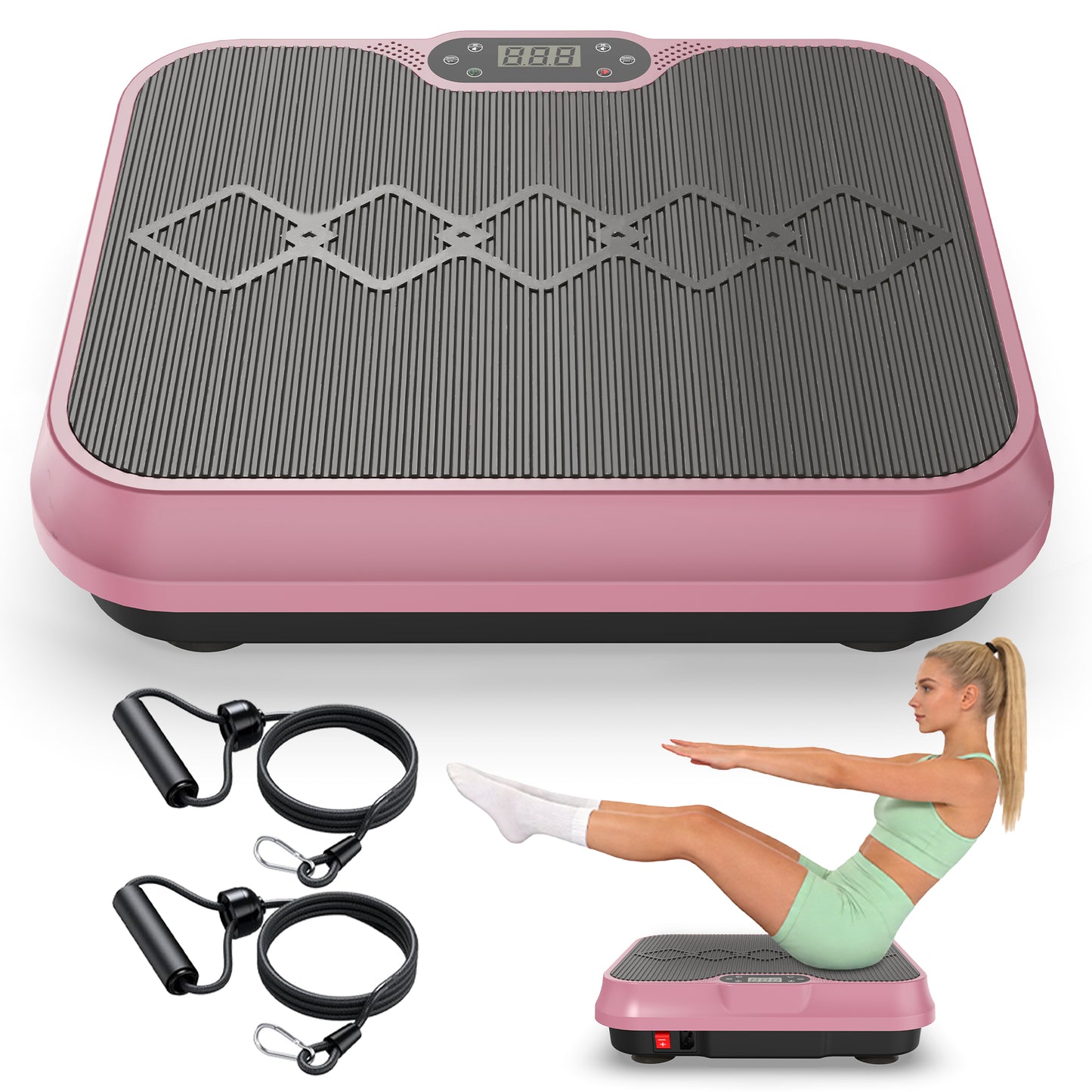 Vibration Plate Exercise Machine, Whole Body Workout Platform With Remote Control, Resistance Bands, Vibration Platform For Home Gym