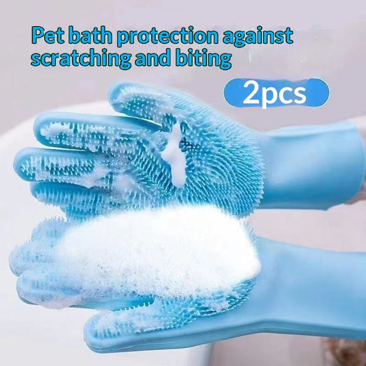 Portable Household Anti-Scratch And Anti-Bite Pet Bathing Gloves