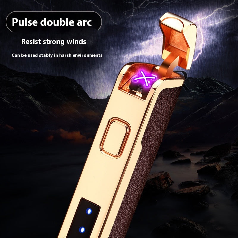 Multifunctional Wind Proof Zone LED Light With Power Display USB Charging Windproof Lighter
