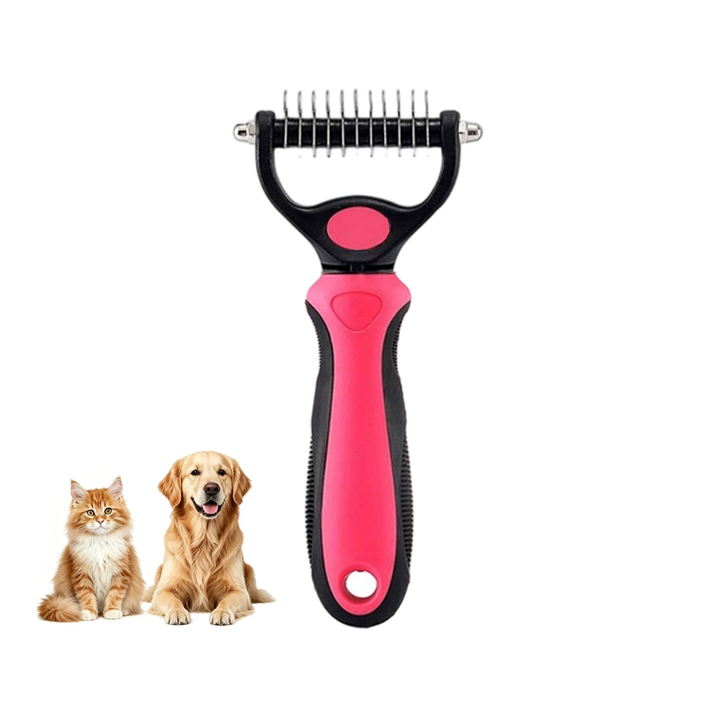 Dematting Comb For Dogs And Cats, Undercoat Rake Pet Brush For Long Hair, Deshedding Dog Brush Removes Tangles Knots And Loose Fur, Grooming Tool For Thick Coats