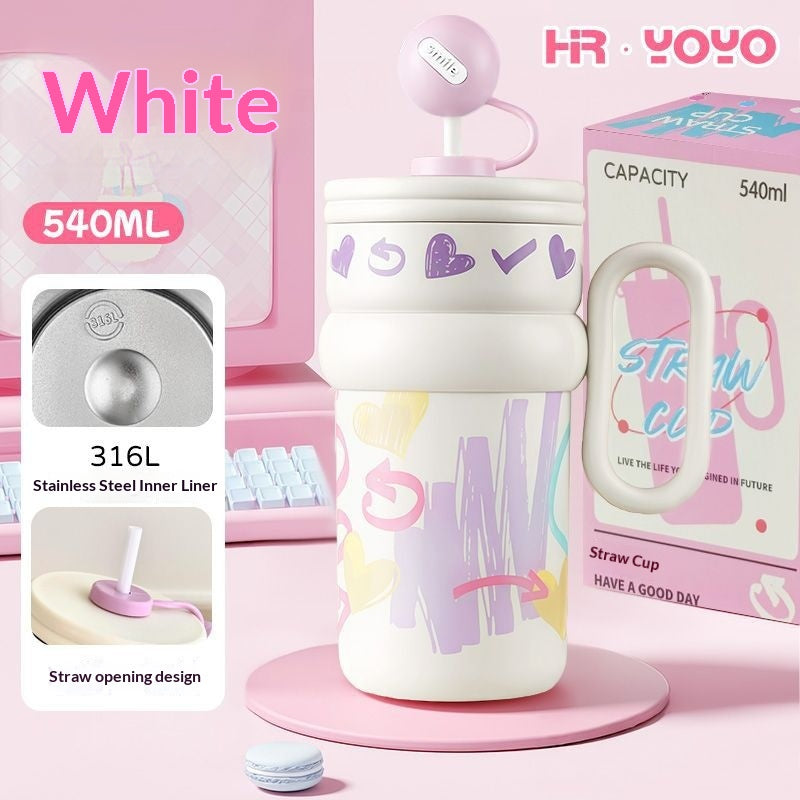 Ball-shaped Boba Milk Tea Cup With A Handle For Girls