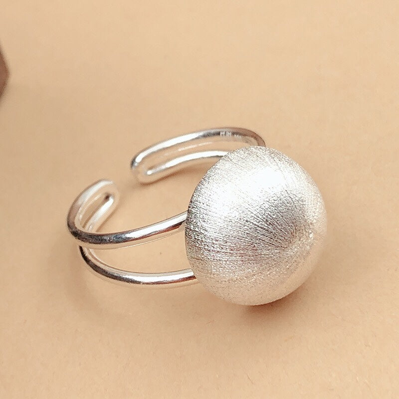1pcs 999 Sterling Silver Sphere Statement Ring, Sleek Modern Style, Ideal For Birthdays & Minimalist Jewelry Gifts