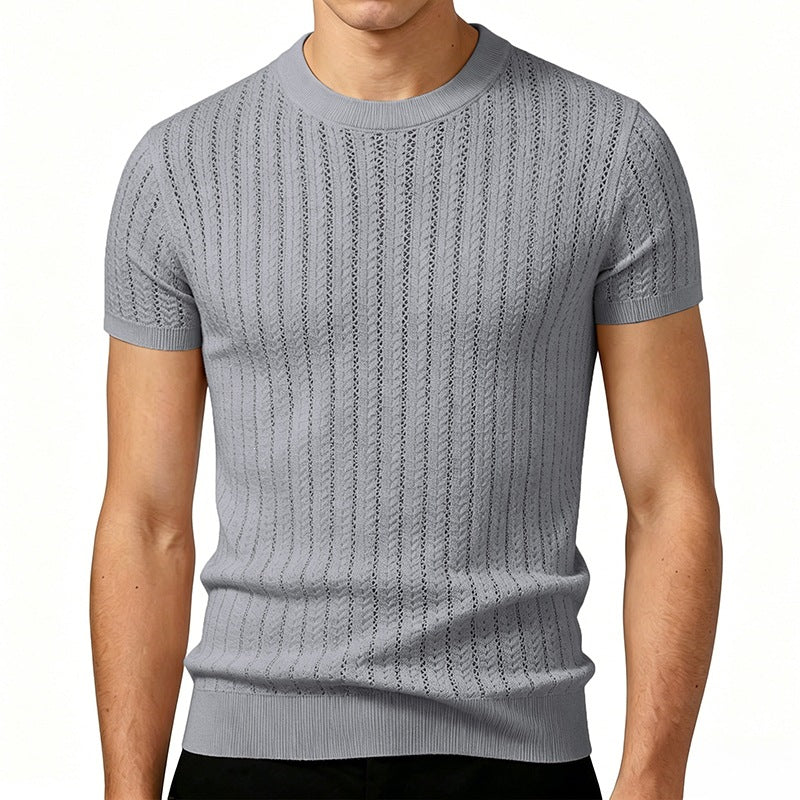 Short-sleeve Knitted Sweater Mens Fashion