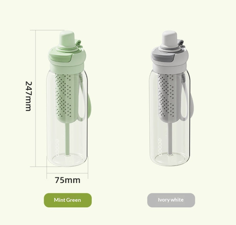 Portable Dual-use Straw Cup With Tea Compartment