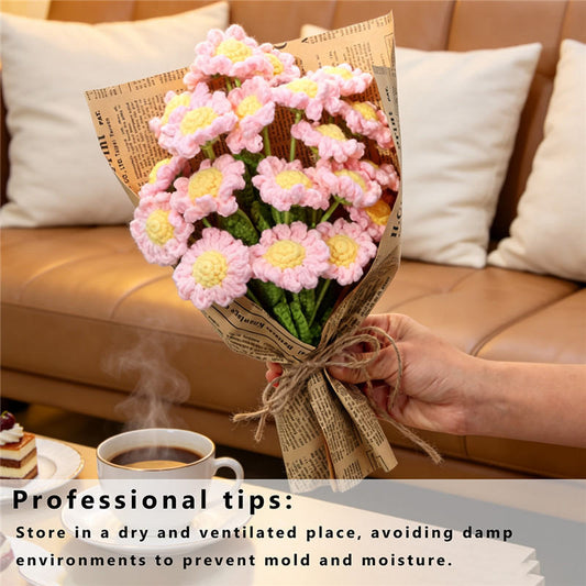 Soft  Hand-Crochet Bouquet, Forever Kept Crochet Floral Keepsake, Pastoral Healing Home Decor & Gift