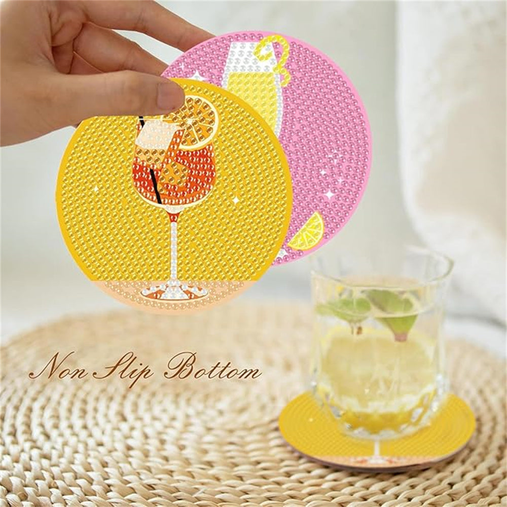 Diamond Art Drawing Coaster With Bracket, DIY Wine Glass Pattern Diamond Art Coaster, Suitable For Adults And Beginners Diamond Drawing Kit, Diamond Kit Craft Supplies, Exquisite Gifts For Friends