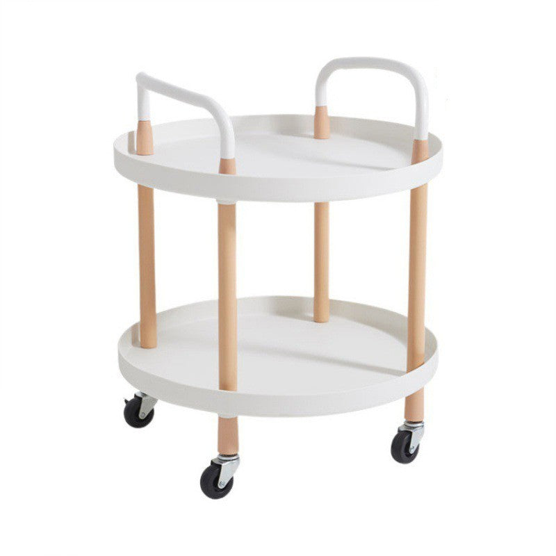 2-Tier Portable Trolley Lounge Dining Kitchen Bedside Balcony Castors Cart White