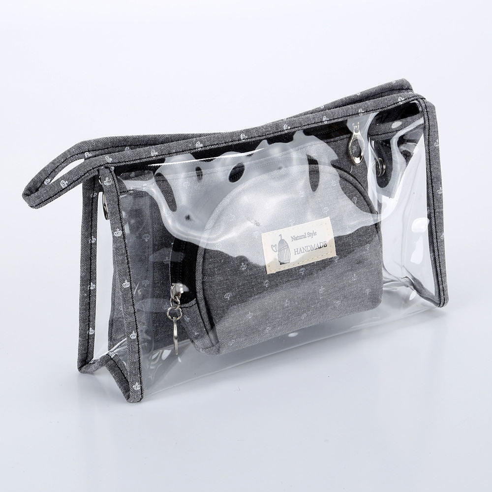 Transparent Three-piece Cosmetic Bag Travel Makeup Bag Set
