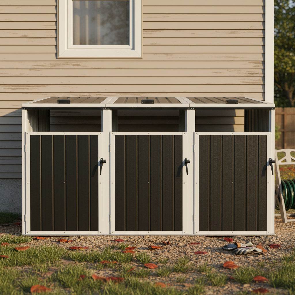 Dustbin Shelter For 3 Tons, Suitable For 240L And Smaller Garbage Cans, Metal Outdoor Dustbin Shelter