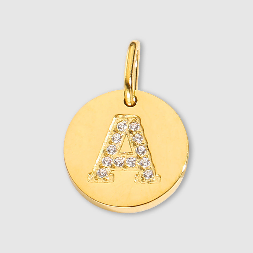 Diamond-Encrusted Jewelry Accessories Stainless Steel Letter Pendant