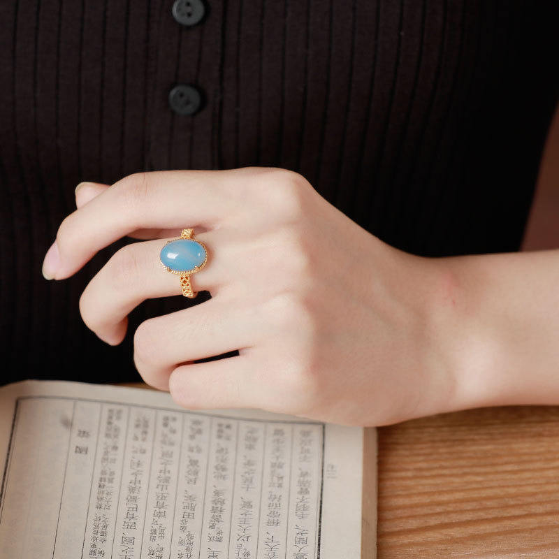 Ring Ancient Han Chinese Clothing Accessories Chalcedony Vintage