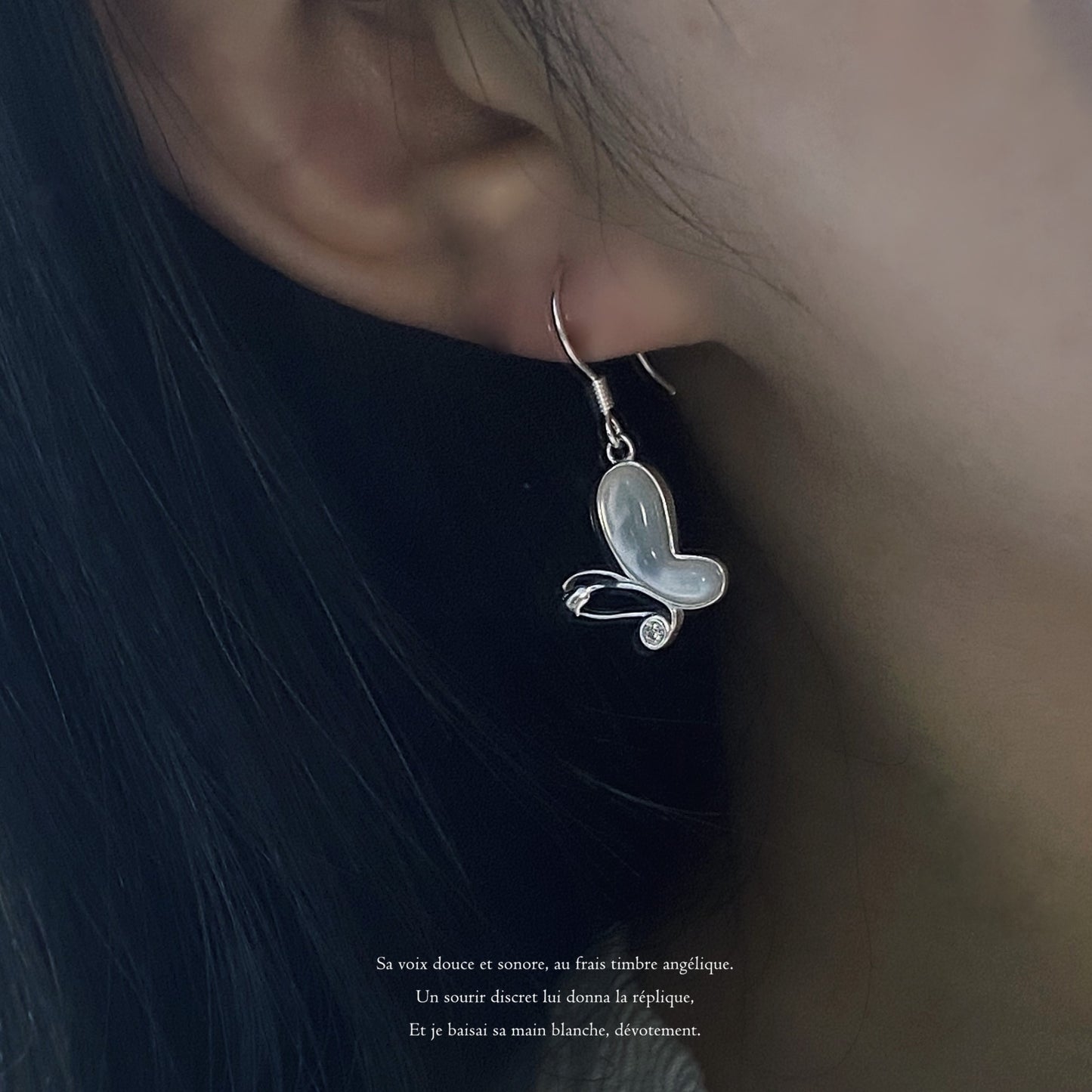 1 Pair 999 Sterling Silver Rose Butterfly Shell & Zircon Drop Earrings, Fresh & Elegant, Perfect For Daily, Party & Dating, Ideal Valentine's Gift