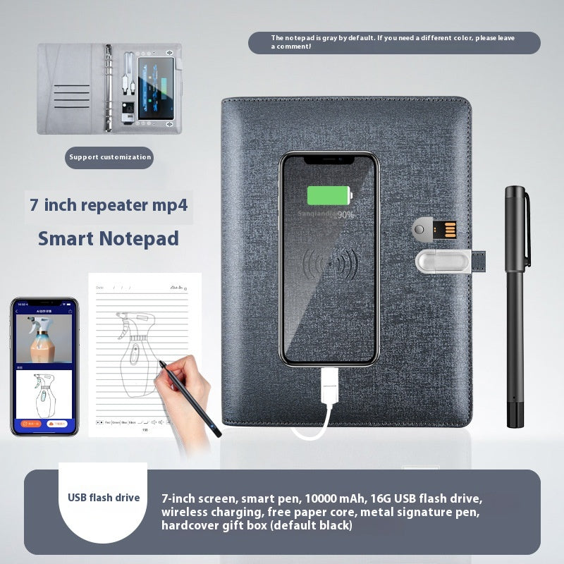 Multifunctional Video Playback Notebook Fingerprint Lock Wireless Charging Notepad