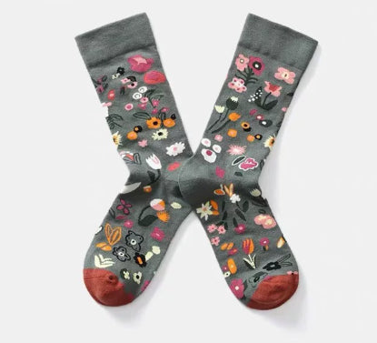 Personalized Oil Painting Ladies' Street Style Fashion Trend Cotton Socks