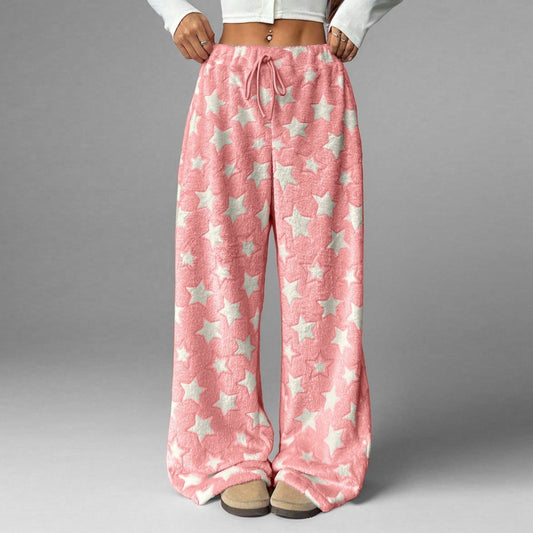 Plush Pentagram Casual Home High-Waisted Warm Pants