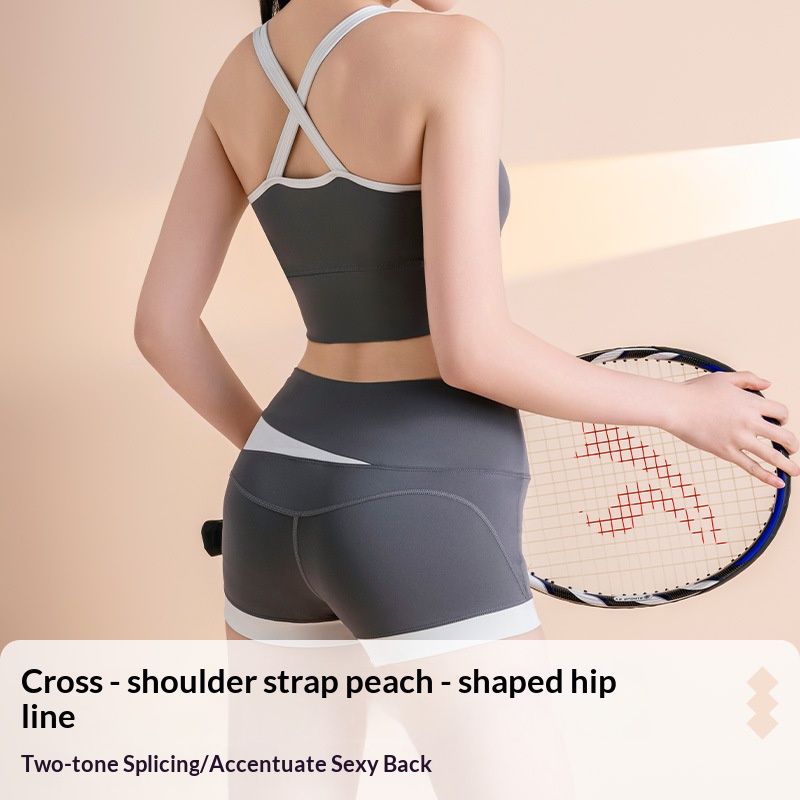 Summer Short Tight Fashionable Suit High Waist Naked Feeling Training Running Sports Fitness Yoga Clothes Quick Dry Beautiful Back