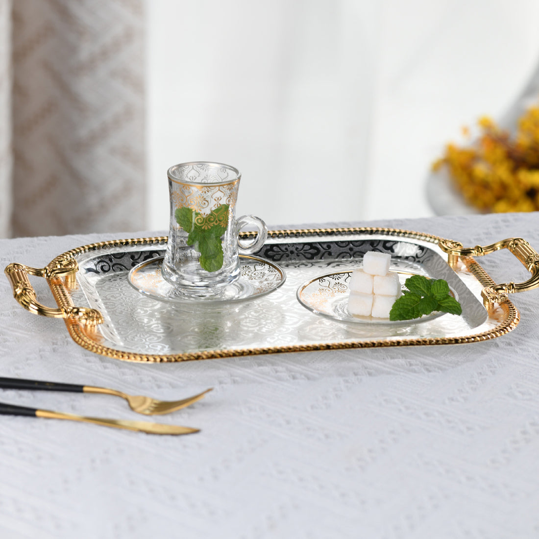 Rectangle Serving Tray With Handles For Gift Serving Tray Rectangle Decorative UK